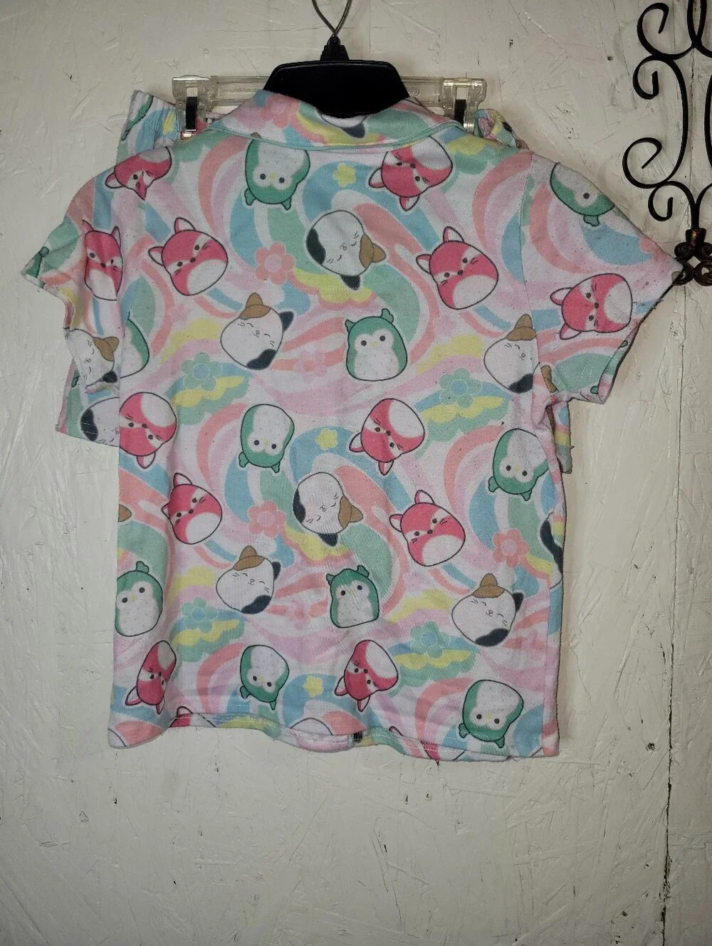 Kids Pink & Mint Animal Print Pajama Set AH40